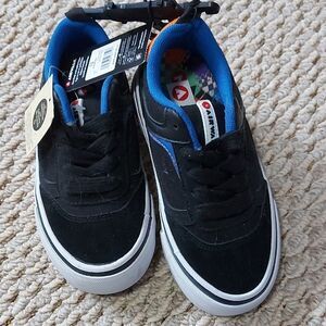 Black and Blue Low-Top Sneakers with White Soles